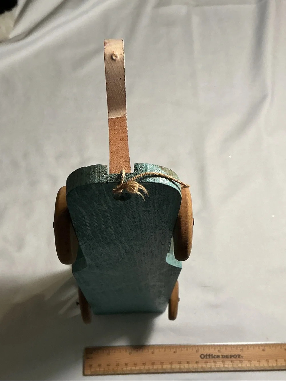 Antique Unique Rare 1900’s Pink Bunny Pull Toy w/ Teal Wagon over 125 years old
